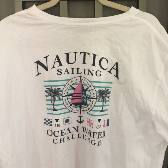 Vintage Nautica 80s sailing graphic white short sleeve T-shirt XXL - Picture 1 of 5
